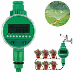 DEVENIRRICHE Minuterie D'arrosage Automatique, Minuterie, Minuterie, écran LCD, Irrigation Numérique Automatique à Gain De Temps Avec Couvercle De Protection étanche Pour L'agriculture En Serre De Jardin