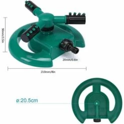 BEARSU Arroseur Automatique à 3 Bras Rotatif à 360 Degrés Pour Arroser Votre Pelouse, Vos Plantes, Vos Légumes, Etc. 5.9*5.9*3.5 Inches Vert/noir