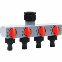 VidaXL Minuterie D'arrosage Automatique De Jardin Vanne 4 Voies - Gris