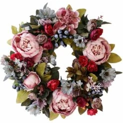 ABCRITAL Couronne De Porte Artificielle Couronne De Décoration Couronne Florale Décorative Couronne Murale Pour Le Printemps Été Toutes Les Saisons Décoration Murale Décoration De Fête De Mariage