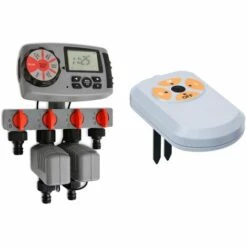 VidaXL Minuterie D'arrosage Numérique 4 Stations Et Capteur D'humidité - Multicolore