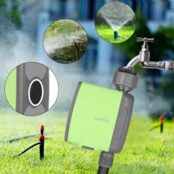 HAPPYSHOPPING Programmable BT Water Timer Tuyau Robinet Minuterie Exterieure Debitmetre D'eau A Piles Systeme D'arrosage Automatique Systeme D'arrosage Controleur D'irrigation Avec 1 Sortie Pour Plantes De Jardin (piles Non Incluses),modele: Vert Vert - Modele: Vert Ve -Arrosage automatique Soldes 35834980 5