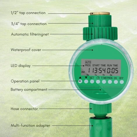 BETTERLIFE Minuterie D'Arrosage,3/4" 19mm Automatique Minuterie électronique,Numérique Minuterie D'arrosage,avec écran LCD,pour L'herbe Des Plantes Fleurs De Serre Jardin 4 BETTERLIFE Minuterie D'Arrosage,3/4" 19mm Automatique Minuterie électronique,Numérique Minuterie D'arrosage,avec écran LCD,pour L'herbe Des Plantes Fleurs De Serre Jardin – Image 2