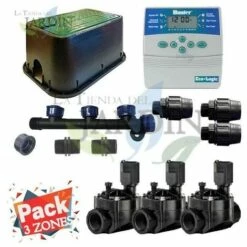 SUINGA Kit Irrigation Automatique 3 Zones Pour Irrigation Pour Controlateur électrique. Controlateur Hunter ELC401 + Electrovannes 100H