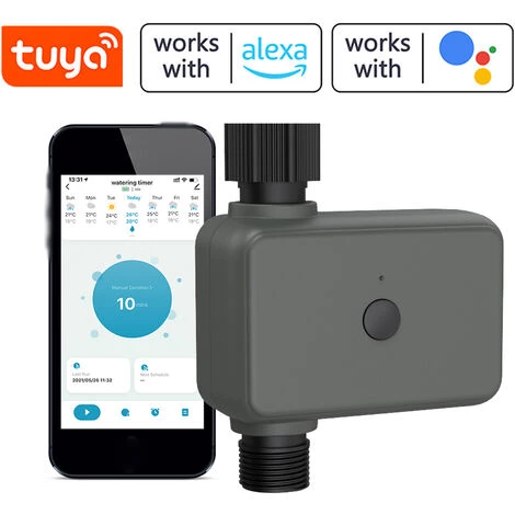 ASUPERMALL Minuterie D'eau Intelligente Tuya APP BT Retardateur De Pluie Minuterie D'irrigation Programmable, Vanne EU 4 ASUPERMALL Minuterie D'eau Intelligente Tuya APP BT Retardateur De Pluie Minuterie D'irrigation Programmable, Vanne EU – Image 2
