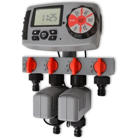 VidaXL Minuterie Automatique D'irrigation Avec 4 Stations 3 V - Noir 3 VidaXL Minuterie Automatique D'irrigation Avec 4 Stations 3 V - Noir