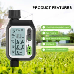 SUPERSELLER Programmateur Et Minuterie D'arrosage Automatique Régulateur D'irrigation électronique Minuterie D'irrigation Automatique Avec Grand écran LCD Contrôleur D'arrosage étanche 3 Programmes De Synchronisation Séparés Protection Contre L'électricité Faible Cap -Arrosage automatique Soldes 49287587 5