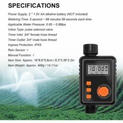 SUPERSELLER Programmateur Et Minuterie D'arrosage Automatique Régulateur D'irrigation électronique Minuterie D'irrigation Automatique Avec Grand écran LCD Contrôleur D'arrosage étanche 9 Programmes De Synchronisation Séparés Protection Contre L'électricité Faible Cap -Arrosage automatique Soldes 49303072 5