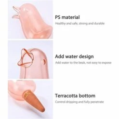 GDRHVFD Cuite Arrosage Automatiqu Goutte À Goutte Pour Jardin,Forme D'Oiseau Science Arrosage Plantes Automatique Facile À Ajouter De L'Eau Goutte À Goutte Pour Jardin Maison Intérieur Extérieur/Fl (Rose Transparent) -Arrosage automatique Soldes 50980808 5