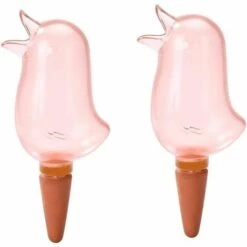 GDRHVFD 2Pcs Globes Auto-Arrosants Clairs Abreuvoir En Forme D'Oiseau Arrosoirs Transparents Dispositifs Auto-Arrosants Durables Système D'Arrosage Automatique Pour Les Plantes (Rouge)