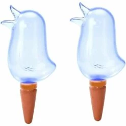 GDRHVFD 2Pcs Globes Auto-Arrosants Clairs Abreuvoir En Forme D'Oiseau Arrosoirs Transparents Dispositifs Auto-Arrosants Durables Système D'Arrosage Automatique Pour Les Plantes (Bleu)