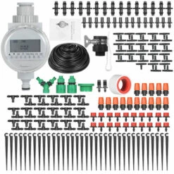 LIFCAUSAL Kit D'irrigation Goutte à Goutte Pour Arrosage Des Plantes Système D'arrosage Bricolage Avec Minuterie D'irrigation électronique Automatique