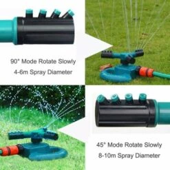 Arroseur De Jardin, 360° Rotatif Automatique D'eau Arroseur Avec 3 Têtes Arrosage Irrigation Pour Gazon Pelouse Jardin, Facile De Raccordements De Tuyaux，Irisfr -Arrosage automatique Soldes 51218060 4