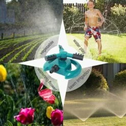 Arroseur De Jardin, 360° Rotatif Automatique D'eau Arroseur Avec 3 Têtes Arrosage Irrigation Pour Gazon Pelouse Jardin, Facile De Raccordements De Tuyaux，Irisfr -Arrosage automatique Soldes 51218060 5