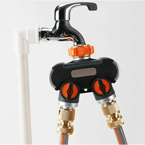 DENUOTOP Distributeur Arrosage 2 Voies, Séparateur De Tuyau D'arrosage, Raccord Tuyau D'arrosage, Débit D'eau Réglable, Idéal Pour Robinet Extérieur 3 DENUOTOP Distributeur Arrosage 2 Voies, Séparateur De Tuyau D'arrosage, Raccord Tuyau D'arrosage, Débit D'eau Réglable, Idéal Pour Robinet Extérieur