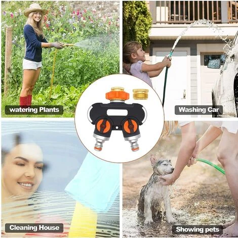 DENUOTOP Distributeur Arrosage 2 Voies, Séparateur De Tuyau D'arrosage, Raccord Tuyau D'arrosage, Débit D'eau Réglable, Idéal Pour Robinet Extérieur 7 DENUOTOP Distributeur Arrosage 2 Voies, Séparateur De Tuyau D'arrosage, Raccord Tuyau D'arrosage, Débit D'eau Réglable, Idéal Pour Robinet Extérieur – Image 5