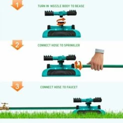 DENUOTOP Arroseur De Jardin, 360 ° Entièrement Cercle Rotatif Eau Arroseur Jardin Tuyau Tuyau D'arrosage -Arrosage automatique Soldes 52534065 3