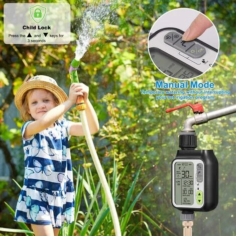 BEARSU Minuterie Arrosage Automatique, Programmateur Arrosage, 3 Programmes D'Irrigation Séparés, Capteur De Pluie, Imperméable, Modes Multiples, 2 Piles, Irrigation Pour Jardin 6 BEARSU Minuterie Arrosage Automatique, Programmateur Arrosage, 3 Programmes D'Irrigation Séparés, Capteur De Pluie, Imperméable, Modes Multiples, 2 Piles, Irrigation Pour Jardin – Image 4