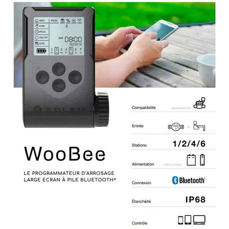 Programmateur D'arrosage à Pile Bluetooth 2 Stations - Woobee-2 - Solem 4 Programmateur D'arrosage à Pile Bluetooth 2 Stations - Woobee-2 - Solem – Image 2