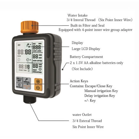 ASUPERMALL Minuterie D'Arrosage Intelligente Automatique, Avec Affichage Grand Écran, Arrosage Automatique, Arrosage Régulier 6 ASUPERMALL Minuterie D'Arrosage Intelligente Automatique, Avec Affichage Grand Écran, Arrosage Automatique, Arrosage Régulier – Image 4