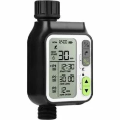 BENOBBY KIDS Minuterie D'arrosage, Minuterie D'eau Pour Tuyaux Programmable, Minuterie De Tuyau Avec étanchéité IP65 Pour Pelouses Extérieures Et Jardin, Réglage Jusqu'à 3 Minuteries, Capteur De Pluie/verrouillage Pour Enfants/grand écran De 3 Pouces, Noir, 1 Paquet