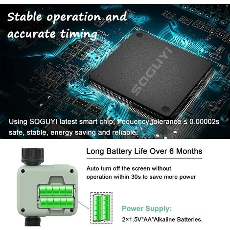 BENOBBY KIDS Minuterie De Tuyau, Minuterie D'arrosage Automatique Pour Jardins, Minuterie D'arrosage Avec Retard De Pluie / Verrouillage Enfant / étanche IP65, Grands Systèmes D'irrigation à écran LCD Pour Jardin, Pelouse, Vert, 1 Paquet 6 BENOBBY KIDS Minuterie De Tuyau, Minuterie D'arrosage Automatique Pour Jardins, Minuterie D'arrosage Avec Retard De Pluie / Verrouillage Enfant / étanche IP65, Grands Systèmes D'irrigation à écran LCD Pour Jardin, Pelouse, Vert, 1 Paquet – Image 4