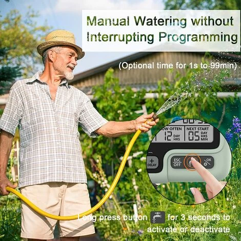 BENOBBY KIDS Minuterie De Tuyau, Minuterie D'arrosage Automatique Pour Jardins, Minuterie D'arrosage Avec Retard De Pluie / Verrouillage Enfant / étanche IP65, Grands Systèmes D'irrigation à écran LCD Pour Jardin, Pelouse, Vert, 1 Paquet 7 BENOBBY KIDS Minuterie De Tuyau, Minuterie D'arrosage Automatique Pour Jardins, Minuterie D'arrosage Avec Retard De Pluie / Verrouillage Enfant / étanche IP65, Grands Systèmes D'irrigation à écran LCD Pour Jardin, Pelouse, Vert, 1 Paquet – Image 5