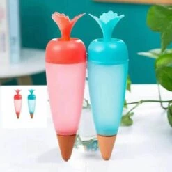 CHANCEY Lot De 4 Piquets Auto-arrosants Pour Plantes, Dispositif D'arrosage Automatique En Forme Pour Intérieur Extérieur, Plantes En Pot, Fleurs, Arbres (Carotte) SEMAket,bleu+orange