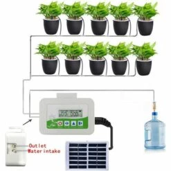 MACARON Système D'irrigation Goutte à Goutte Automatique, Minuteur à énergie Solaire - Kit Réglable Avec Buse D'arrosage, Pour Plantes D'intérieur Et De Jardin LO-Ron -Arrosage automatique Soldes 57370934 4