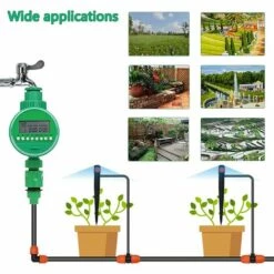 FR-LIFE Programmateur Arrosage Automatique, BR-Vie Minuterie D'arrosage De Robinet De Tuyau Arroseur LCD Contrôleur De Système D'irrigation Pour Pelouse Jardin Serre Balcon Agriculture -Arrosage automatique Soldes 58247161 2