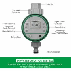 TANCYCO Minuterie D'arrosage Automatique Numérique Programmée Minuterie D'irrigation De Jardin à Piles Contrôleur D'irrigation D'eau Intelligent Pour Pelouse Terres Agricoles Cour Serre (gris Et Vert) -Arrosage automatique Soldes 58296294 3