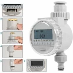 AOUGO Contrôleur D'arrosage Intelligent, Programmateur D'arrosage Automatique à énergie Solaire Avec écran Numérique Pour Jardin, Pelouse, Serre -Arrosage automatique Soldes 58573572 3