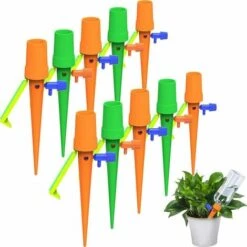 AOUGO Kit D'irrigation Goutte à Goutte 20pcs, Piquets D'arrosage Automatique Avec Support Anti-basculement 20pcs, Adapté à Toutes Les Bouteilles, Pour Plantes D'intérieur Et D'extérieur (20PCS)