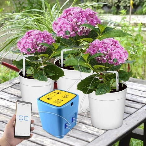 TANCYCO Dispositif D'arrosage Intelligent WIFI Double Pompe Chronométré Système D'irrigation Goutte à Goutte Automatique Contrôleur D'application à Distance Pour Jardin Terrasse Plante En Pot Fleur, Bleu Et Jaune, 20 Pots 3 TANCYCO Dispositif D'arrosage Intelligent WIFI Double Pompe Chronométré Système D'irrigation Goutte à Goutte Automatique Contrôleur D'application à Distance Pour Jardin Terrasse Plante En Pot Fleur, Bleu Et Jaune, 20 Pots