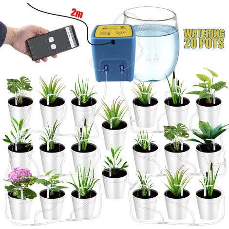 TANCYCO Dispositif D'arrosage Intelligent WIFI Double Pompe Chronométré Système D'irrigation Goutte à Goutte Automatique Contrôleur D'application à Distance Pour Jardin Terrasse Plante En Pot Fleur, Bleu Et Jaune, 20 Pots 4 TANCYCO Dispositif D'arrosage Intelligent WIFI Double Pompe Chronométré Système D'irrigation Goutte à Goutte Automatique Contrôleur D'application à Distance Pour Jardin Terrasse Plante En Pot Fleur, Bleu Et Jaune, 20 Pots – Image 2