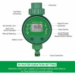 LIFCAUSAL Minuterie D'arrosage Automatique Numérique Programmée Minuterie D'irrigation De Jardin à Piles Contrôleur D'irrigation D'eau Intelligent Pour Pelouse Terres Agricoles Cour Serre(Vert) -Arrosage automatique Soldes 63746199 3