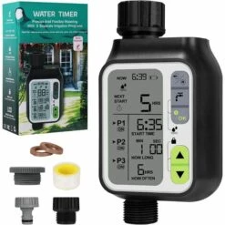 ZOLGINAH Minuterie D'irrigation Automatique,Minuterie Arrosage Automatique Pour Jardin,Programmateur Arrosage Automatique,avec Fonction De Verrouillage Enfant,Imperméable,Grand Écran LCD