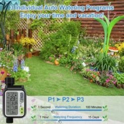 ZOLGINAH Minuterie D'irrigation Automatique,Minuterie Arrosage Automatique Pour Jardin,Programmateur Arrosage Automatique,avec Fonction De Verrouillage Enfant,Imperméable,Grand Écran LCD -Arrosage automatique Soldes 64028039 4