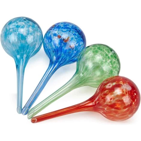 MONLY Globes D'irrigation Goutte à Goutte En Verre D'ampoules D'arrosage Automatique 4 Pièces Pour Plantes, Coloré 6 * 15cm 3 MONLY Globes D'irrigation Goutte à Goutte En Verre D'ampoules D'arrosage Automatique 4 Pièces Pour Plantes, Coloré 6 * 15cm