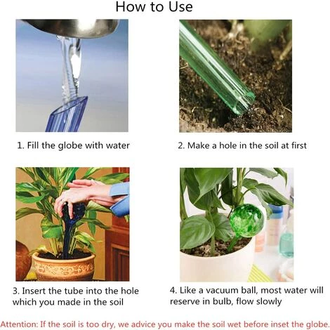 MONLY Globes D'irrigation Goutte à Goutte En Verre D'ampoules D'arrosage Automatique 4 Pièces Pour Plantes, Coloré 6 * 15cm 7 MONLY Globes D'irrigation Goutte à Goutte En Verre D'ampoules D'arrosage Automatique 4 Pièces Pour Plantes, Coloré 6 * 15cm – Image 5