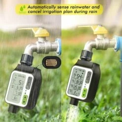 CESIèCLEFOU Programmateur Arrosage,Minuterie D'arrosage Automatique Avec 3 Systèmes D'irrigation Séparés/Capteur De Pluie Automatique/Mode De Verrouillage Enfant Lefou -Arrosage automatique Soldes 65212091 5
