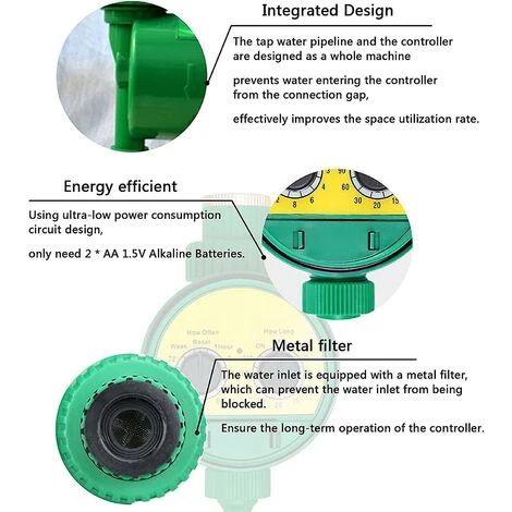 DONTODENT Minuterie D'eau, Contrôleur D'arrosage Extérieur, Minuterie électronique De Tuyau D'arrosage Automatique, Programmes Multiples Pour Les Terres De Pelouse De Plantes De Légumes De Serre De Jardin 7 DONTODENT Minuterie D'eau, Contrôleur D'arrosage Extérieur, Minuterie électronique De Tuyau D'arrosage Automatique, Programmes Multiples Pour Les Terres De Pelouse De Plantes De Légumes De Serre De Jardin – Image 5