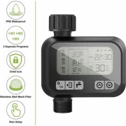 PESCE Minuterie D'eau, Minuterie D'arrosage Automatique, Minuterie D'irrigation Pour Jardin, 3 Programmes Flexibles, Étanche IP65, Anti Fuite, Contrôle Manuel, Verrouillage Enfant Fonction, Noir 9 PESCE Minuterie D'eau, Minuterie D'arrosage Automatique, Minuterie D'irrigation Pour Jardin, 3 Programmes Flexibles, Étanche IP65, Anti Fuite, Contrôle Manuel, Verrouillage Enfant Fonction, Noir -Arrosage automatique Soldes 66263870 3
