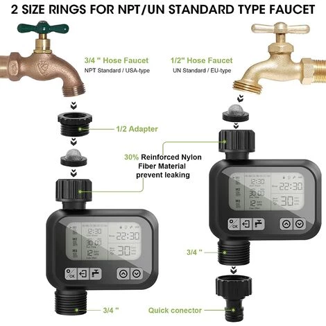 PESCE Minuterie D'eau, Minuterie D'arrosage Automatique, Minuterie D'irrigation Pour Jardin, 3 Programmes Flexibles, Étanche IP65, Anti Fuite, Contrôle Manuel, Verrouillage Enfant Fonction, Noir 6 PESCE Minuterie D'eau, Minuterie D'arrosage Automatique, Minuterie D'irrigation Pour Jardin, 3 Programmes Flexibles, Étanche IP65, Anti Fuite, Contrôle Manuel, Verrouillage Enfant Fonction, Noir – Image 4