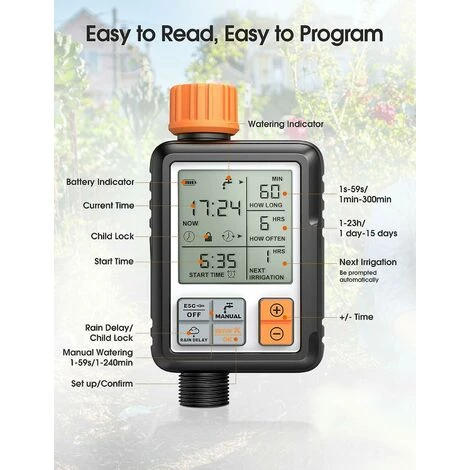 BENOBBY KIDS Système De Minuterie Numérique De Contrôle D'arrosage De Cour De Jardin De Robinet D'eau D'irrigation Automatique 5 BENOBBY KIDS Système De Minuterie Numérique De Contrôle D'arrosage De Cour De Jardin De Robinet D'eau D'irrigation Automatique – Image 3