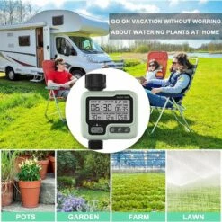 FVO Programmateur Arrosage Automatique/Manuel, Arrosage Automatique Pour Jardin Pelouse , Minuterie D'arrosage Avec Retard De Pluie/Verrouillage Enfant/étanchéité IP65 /Grand écran LCD -Arrosage automatique Soldes 66767137 4