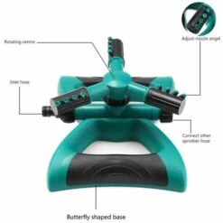 OCXIN Arroseur De Pelouse Réglable Rotatif à 360 ° Automatique Arroseur De Jardin Angle De Pulvérisation Réglable Et Distance Arroseur D'eau à 3 Bras Pour Jardin Pelouse Cour Fleur Herbe Plante Parc -Arrosage automatique Soldes 66859670 4