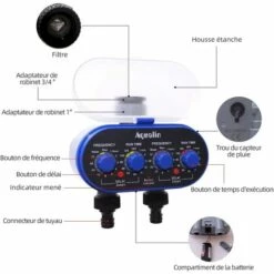 JOORRT Arrosage De Jardin Avec 2 Sorties - Minuteur D'arrosage -Arrosage automatique Soldes 67688660 4