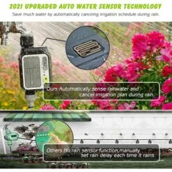 JOORRT Programmateur Arrosage Automatique Minuteur Arrosage Pour Jardin Contrôle Manuel Capteur De Pluie Etanche Et 3 Programmes D'irrigation Séparés -Arrosage automatique Soldes 67688940 3