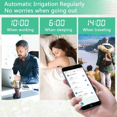 FLYME Minuterie D'arrosage, Minuterie D'arrosage Intelligente Avec Contrôle D'application WiFi Et Bluetooth, Compatible Avec Alexa Et Google Assistant Avec 15 Programmes D'irrigation Séparés 4 FLYME Minuterie D'arrosage, Minuterie D'arrosage Intelligente Avec Contrôle D'application WiFi Et Bluetooth, Compatible Avec Alexa Et Google Assistant Avec 15 Programmes D'irrigation Séparés – Image 2